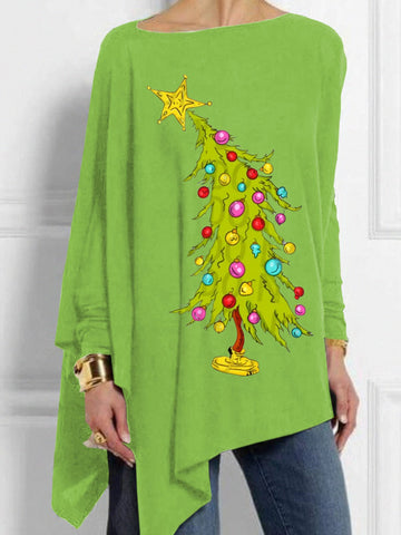 Women'S Christmas Tree Printed Casual T-Shirt