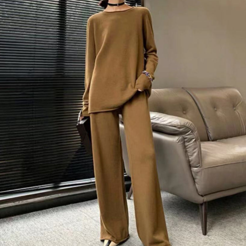 🔥Christmas Sale 🎁🎄-50% OFF-Fashion Solid Color Long Sleeved Cashmere Set