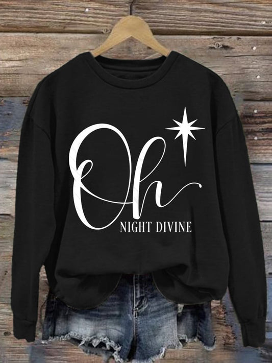 Women's Christmas Oh Night Divine Casual Long Sleeve Sweatshirt