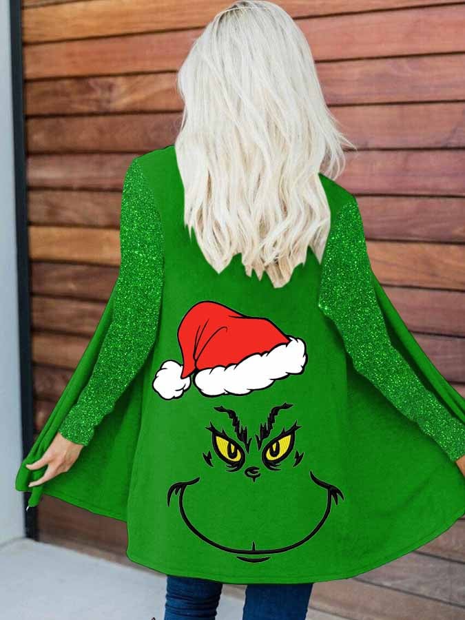 Women's Casual Christmas Print Long Sleeve Cardigan