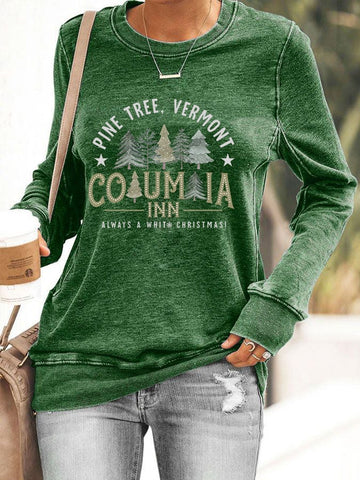 Women's Casual Columbia Inn Pine Tree Vermont Printed Long Sleeve Sweatshirt