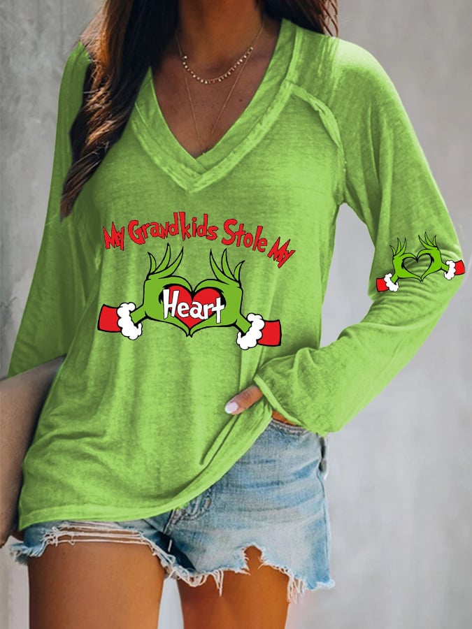 Women's My Grandkids Stole My Heart Print Casual T-Shirt