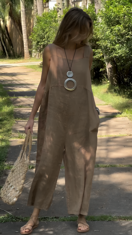 Solid Linen Jumpsuit