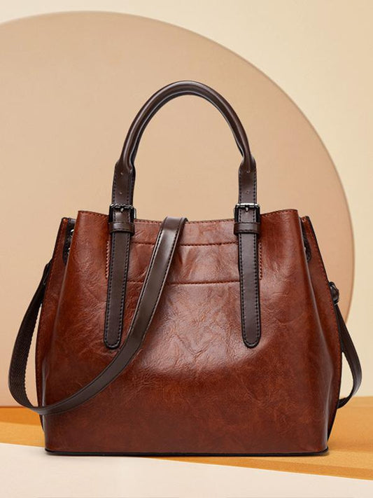 Vintage Crossbody One Shoulder Large Capacity Tote Leather Bag