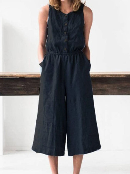 Casual Solid Color Jumpsuit