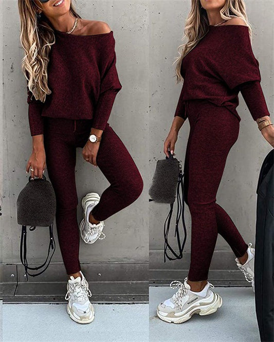 🔥Christmas Sale 🎁🎄-50% OFF-Casual Lace-Up Oblique Shoulder Sports Set