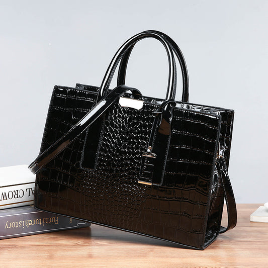 New Single Shoulder Slant Oil Wax Crocodile Women's Bag