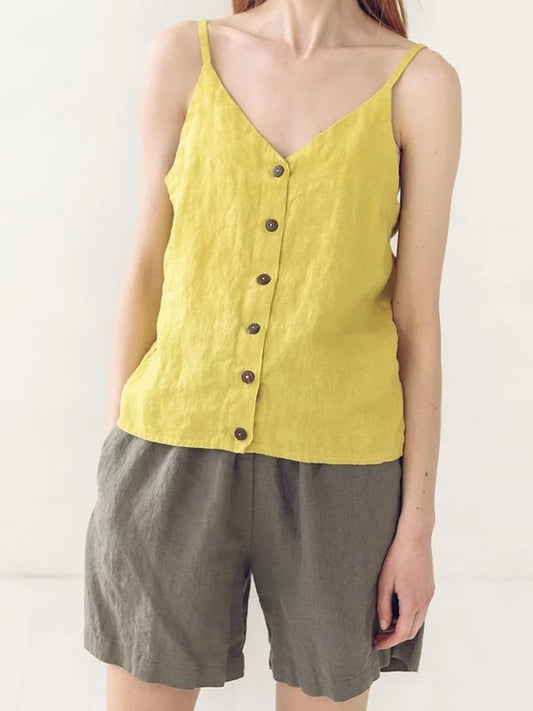 Women's Cotton Linen V Neck Camisole