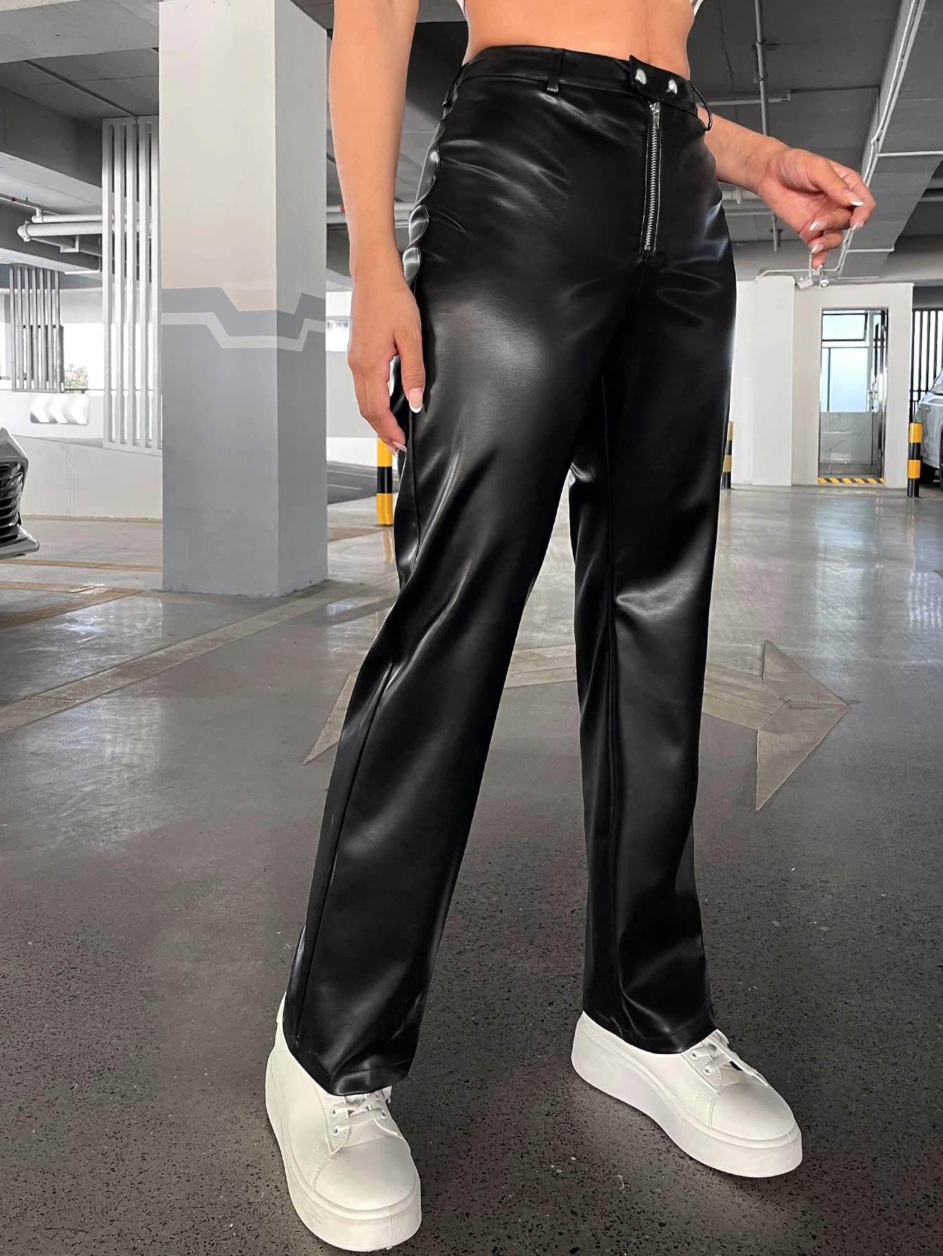 Sleek Faux Leather High-Waisted Leggings