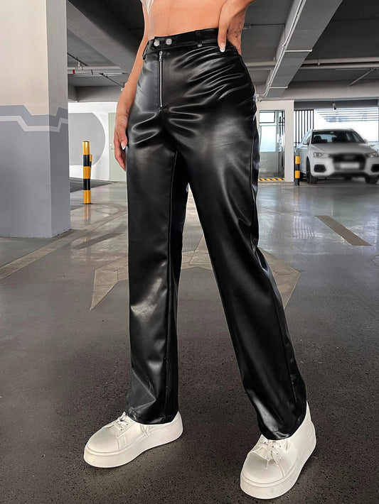 Sleek Faux Leather High-Waisted Leggings