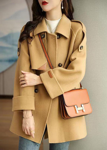 🔥Christmas Sale 🎁🎄-50% OFF-French Light Camel Peter Pan Collar Double Breast Woolen Coats Fall