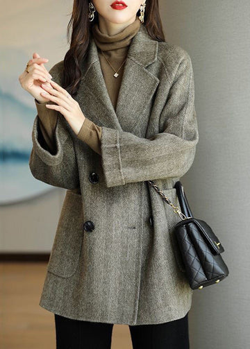 🔥Christmas Sale 🎁🎄-50% OFF-Grey Warm Woolen Coats Oversized Double Breast Fall