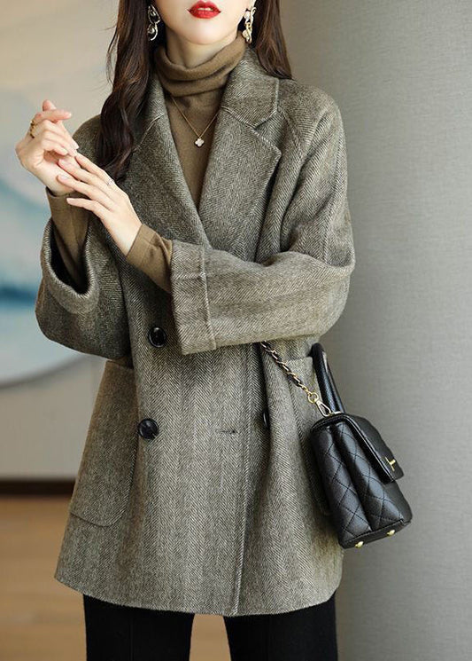 🔥Christmas Sale 🎁🎄-50% OFF-Grey Warm Woolen Coats Oversized Double Breast Fall