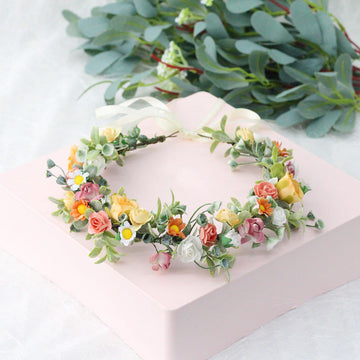 Bridal Flower Crown - Sunset Terracotta Roses