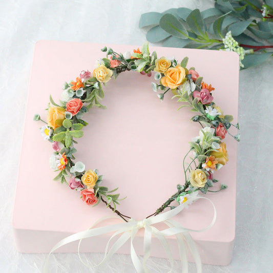 Bridal Flower Crown - Sunset Terracotta Roses