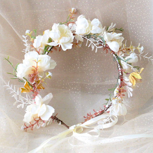 Bridal Flower Crown - Peony & Roses Hair Wreath