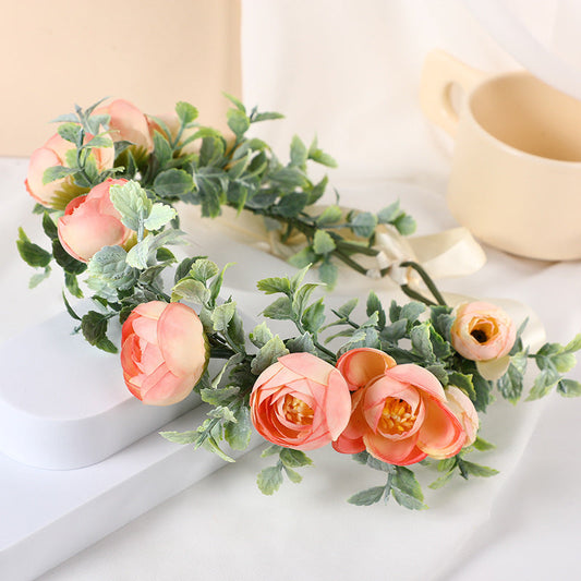 Bridal Flower Crown - Eucalyptus Leaves Blush Rosebud