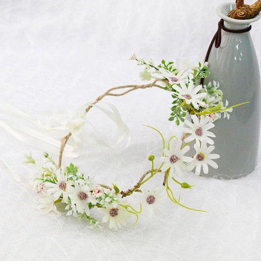 Bridal Flower Crown - Eucalyptus Leaves Small White Daisy