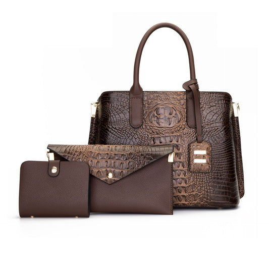 Color-changing Crocodile High-end Classic Ladies Handbag Set Of Three