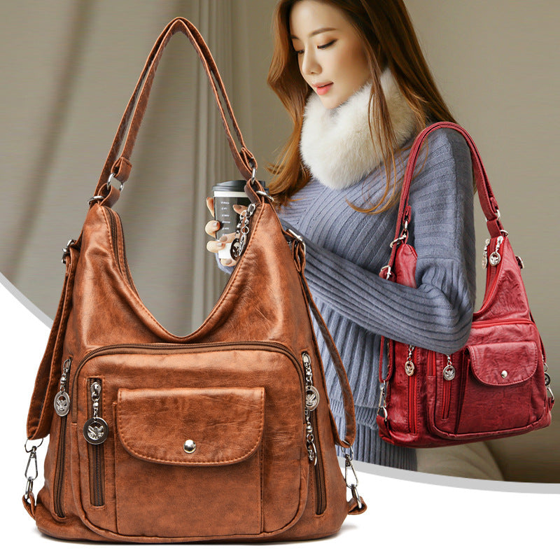 Large Multi-Use Soft Leather Single Shoulder Crossbody Bag