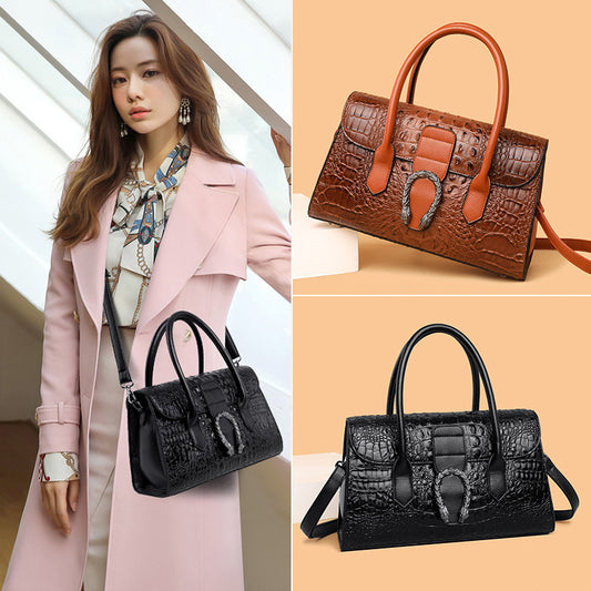 New Fashion Top Leather Crocodile Textured Tote