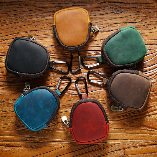 Original Youth Cowhide Coin Bluetooth Headset Key Case