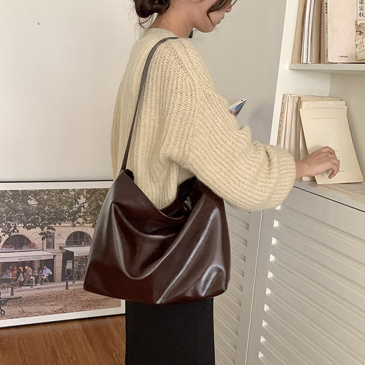 Vintage Shoulder Soft Leather Tote