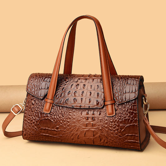 Ladies Fashion Crocodile Large Shoulder Crossbody Tote