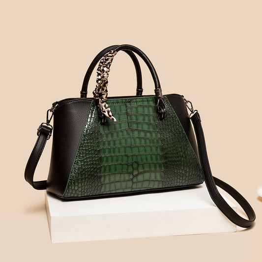 Middle-aged Mom Fashion Textured Crocodile One-Shoulder Crossbody Bag