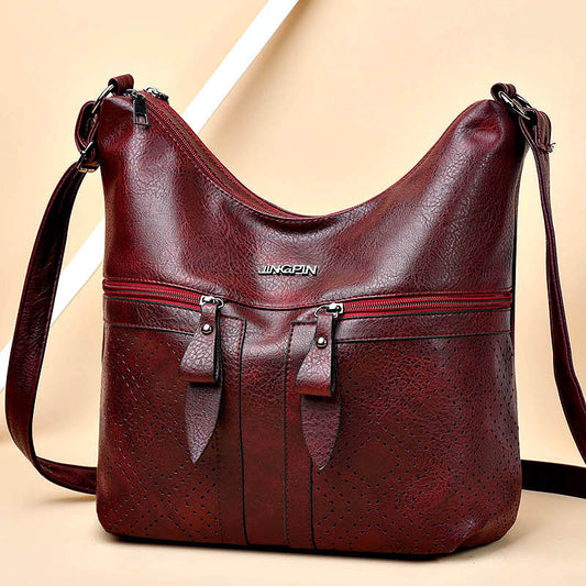 Vintage Wash Leather Messenger Bag Women's Large Capacity Middle-aged Mother Bag Women's Shoulder Bag