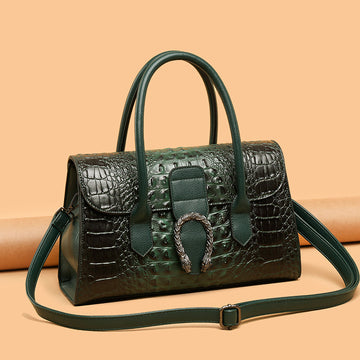 New Fashion Top Leather Crocodile Textured Tote