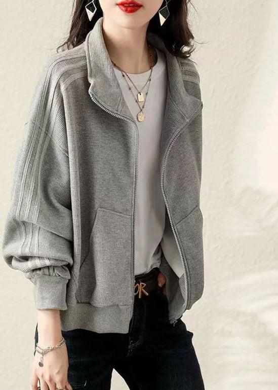 🔥Christmas Sale 🎁🎄-50% OFF-Plus Size Grey Oversized Cotton Sweatshirt Coat Fall