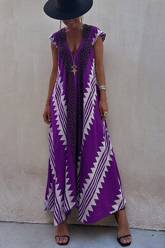 V-Neck Bohemian Casual Dress