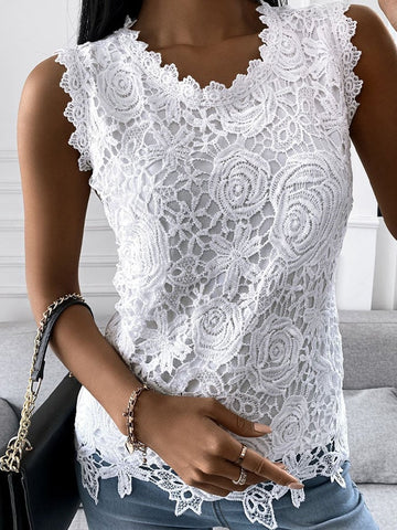 Fashion Solid Color Lace Vest