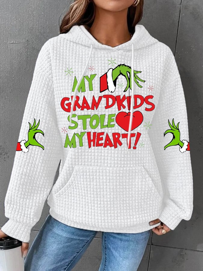 Women's My Grandkids Stole My Heart Print Casual Hoodie