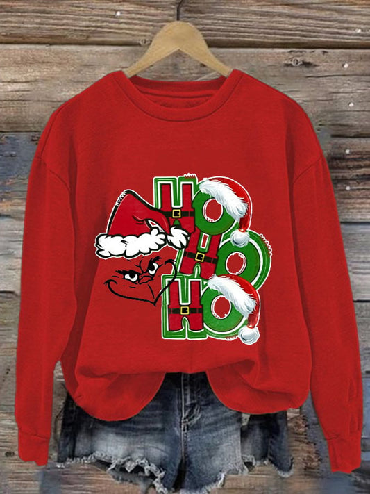 Women'S Ho Ho Ho Funny Christmas Print Casual Sweatshirt