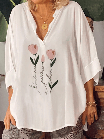 Women's Casual Printed V-Neck Top