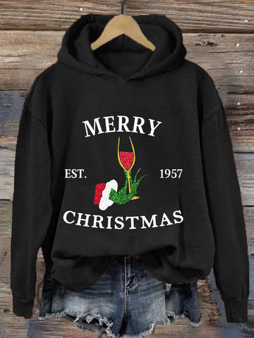 Women's Merry Grinchmas EST.1957 Drink Up Casual Hoodie