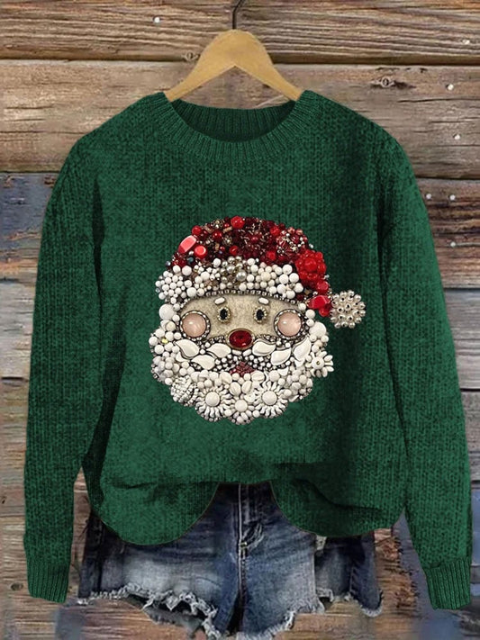 Women's Jewelry Santa Print Casual Sweater