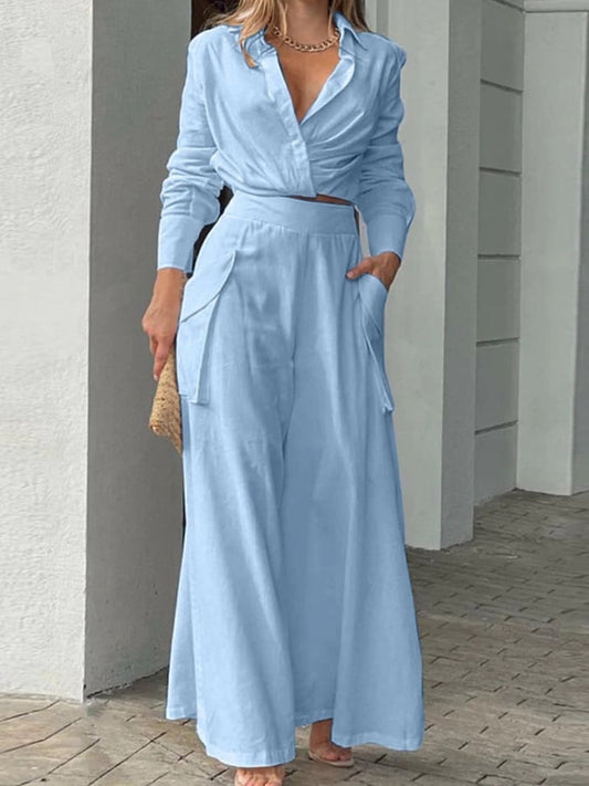 Women's Solid Color Simple Two Piece Set