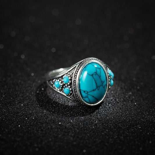 Wisherryy Vintage Turquoise Ring