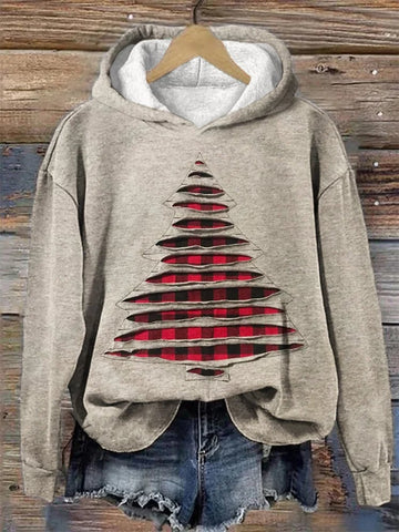 Women's Christmas Tree Arts Print Sweatshirt