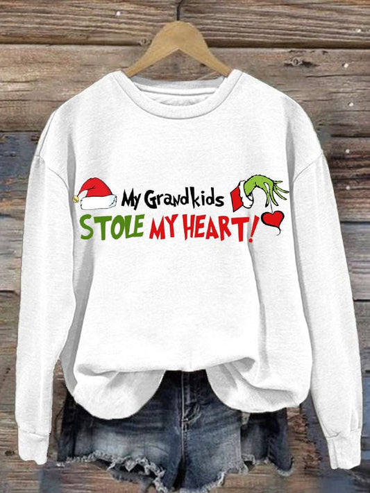 Women's My Kids Stole My Heart Print Casual Sweatshirt