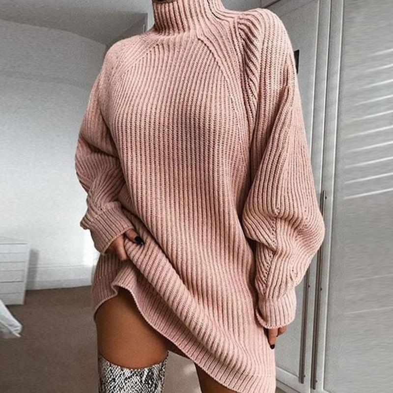 🔥Christmas Sale 🎁🎄-50% OFF-Daily Raglan Sleeves Turtleneck Sweater Dress