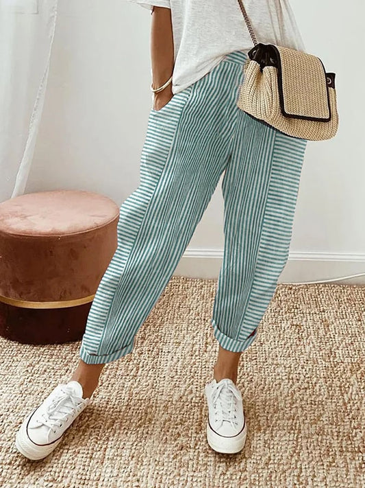 Jacquard Striped Paneled Loose-Fitting Track Pants