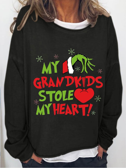 Women's My Grandkids Stole My Heart Print Casual Sweatshirt