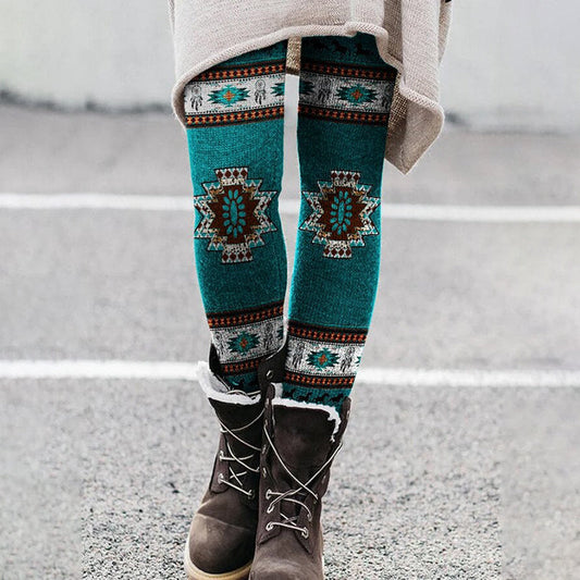 Casual Vintage Western Print Leggings