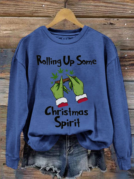 Women's Rolling Up Some Christmas Spirit Print Sweatshirt 