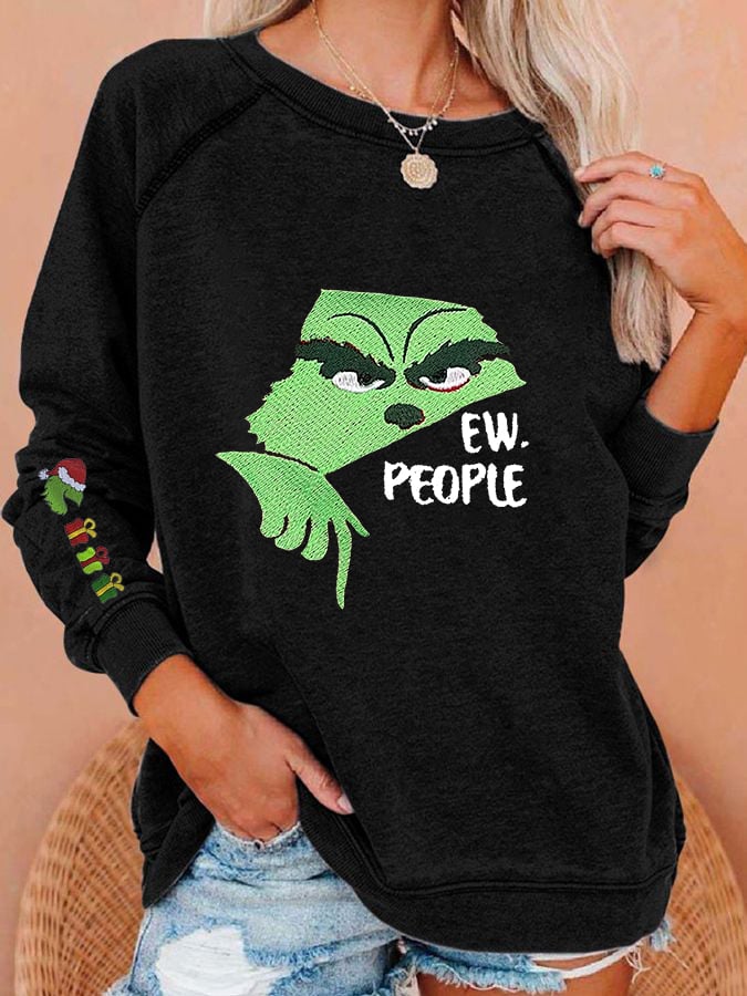 Women's Funny Christmas Ew People Casual Sweatshirt