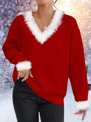 Women's Fluffy Holiday Waffle Sweatshirt